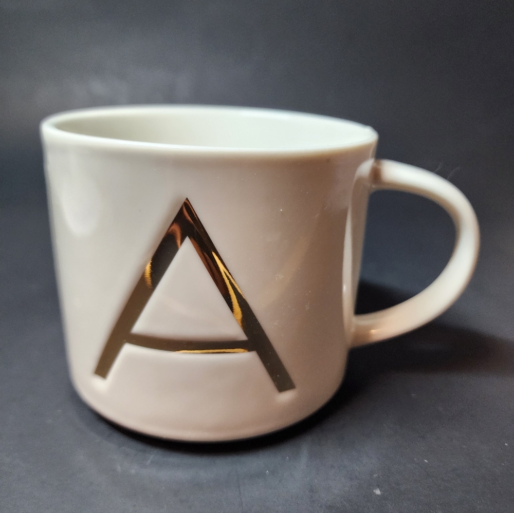Large Coffee Mug Cup Gold Edged Letter A 14 oz